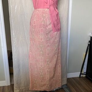 My Michelle Pink Paisley Maxi Skirt with Cream & Sage Accents